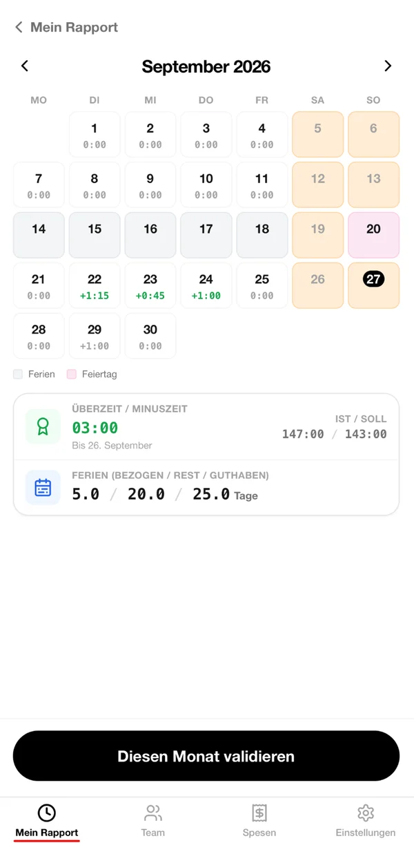 LogSheet iPhone app: monthly timesheet with overtime and holidays